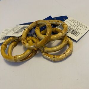 Vintage Bamboo Napkin Rings Holders MCM Light Natural Wood Color Set Of 6